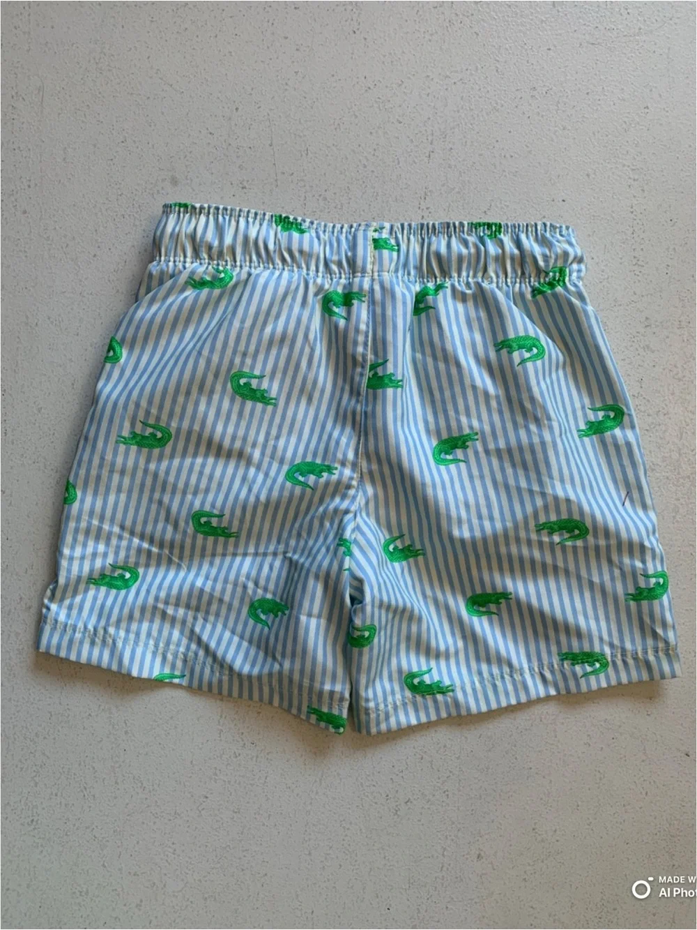 Cat & Jack Alligator Swim Trunks Swimsuit Size Small NWOT Blue Green Stripe